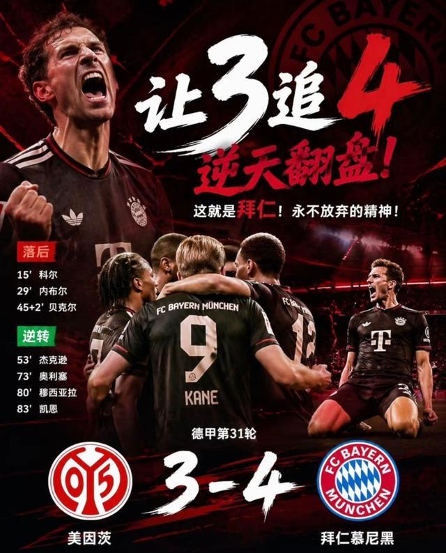从0-3到4-3！拜仁30分钟轰4球逆转！南大王在德甲真就没有对手了